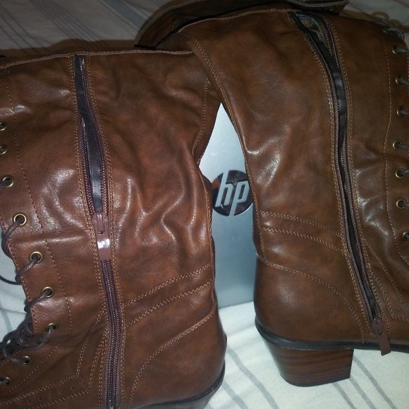 Journee Faux Fur Leather Boots - Used - Picture 5 of 5